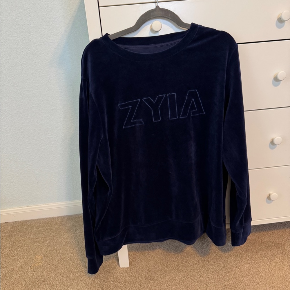 ZYIA Navy Blue Velvety-Feeling Sweatshirt